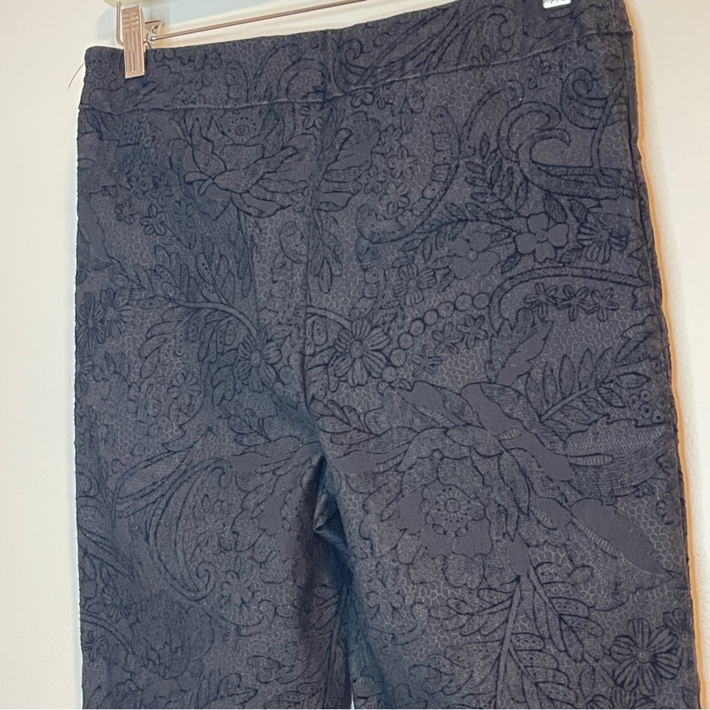 Joseph Ribkoff Black Textured Floral Pants - Picture 6 of 7